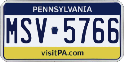 PA license plate MSV5766