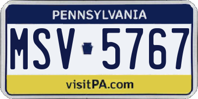 PA license plate MSV5767