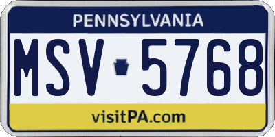 PA license plate MSV5768