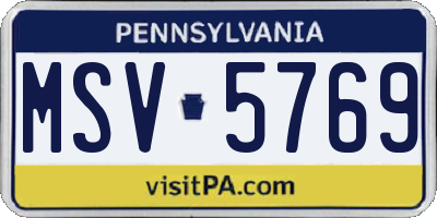 PA license plate MSV5769