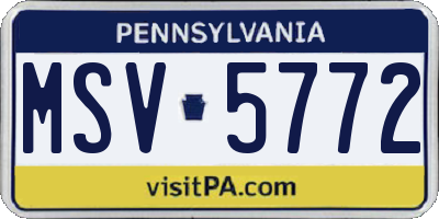 PA license plate MSV5772