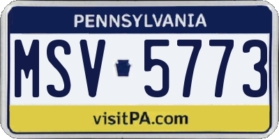 PA license plate MSV5773