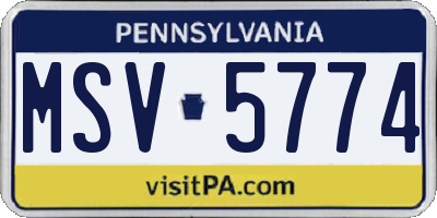 PA license plate MSV5774