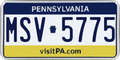 PA license plate MSV5775
