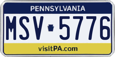 PA license plate MSV5776
