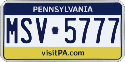 PA license plate MSV5777