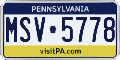 PA license plate MSV5778