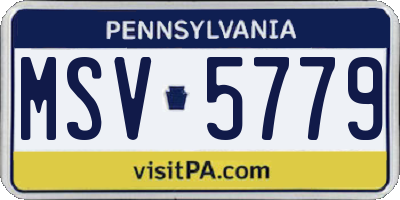PA license plate MSV5779