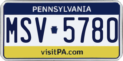 PA license plate MSV5780