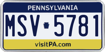 PA license plate MSV5781