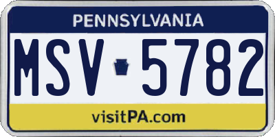 PA license plate MSV5782