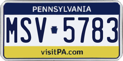 PA license plate MSV5783