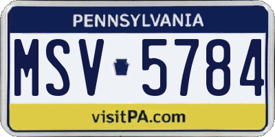 PA license plate MSV5784