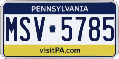 PA license plate MSV5785