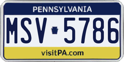 PA license plate MSV5786
