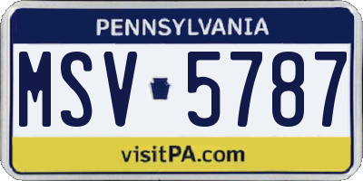 PA license plate MSV5787