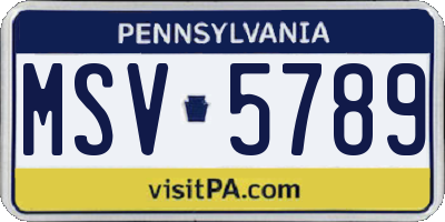 PA license plate MSV5789
