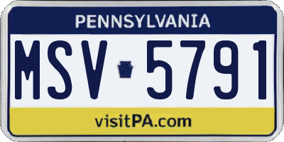 PA license plate MSV5791