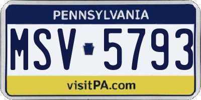 PA license plate MSV5793