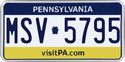 PA license plate MSV5795