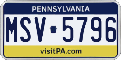 PA license plate MSV5796