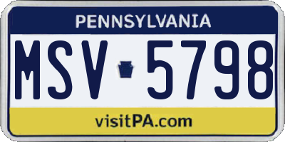 PA license plate MSV5798