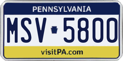PA license plate MSV5800