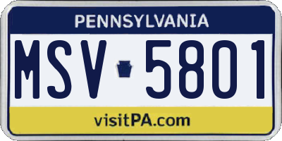PA license plate MSV5801