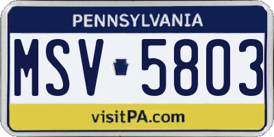 PA license plate MSV5803
