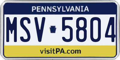 PA license plate MSV5804