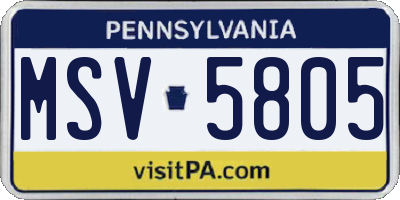 PA license plate MSV5805