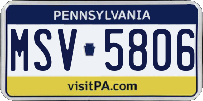 PA license plate MSV5806