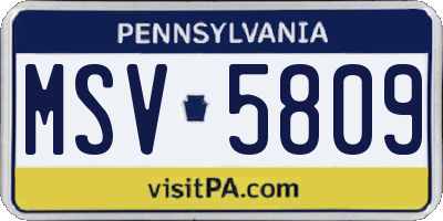 PA license plate MSV5809