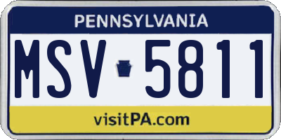 PA license plate MSV5811