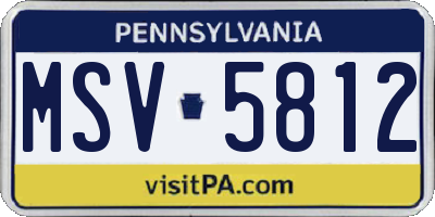 PA license plate MSV5812