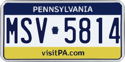 PA license plate MSV5814