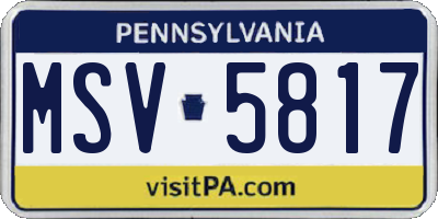 PA license plate MSV5817