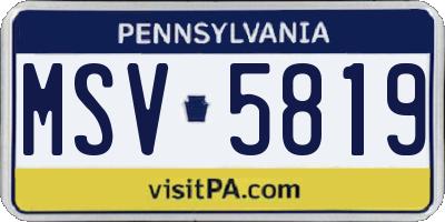 PA license plate MSV5819
