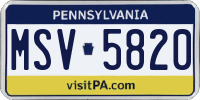 PA license plate MSV5820