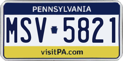 PA license plate MSV5821