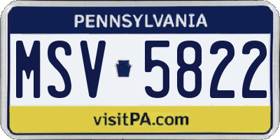 PA license plate MSV5822