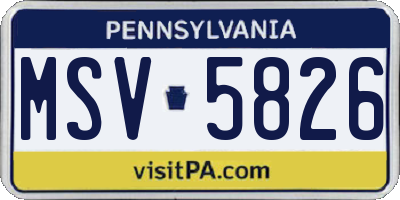 PA license plate MSV5826