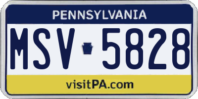 PA license plate MSV5828