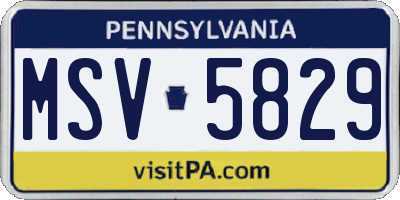 PA license plate MSV5829