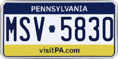 PA license plate MSV5830