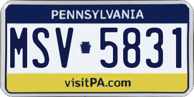 PA license plate MSV5831