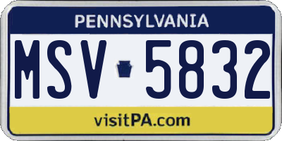 PA license plate MSV5832