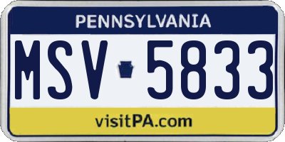 PA license plate MSV5833