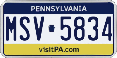 PA license plate MSV5834