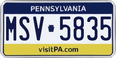 PA license plate MSV5835